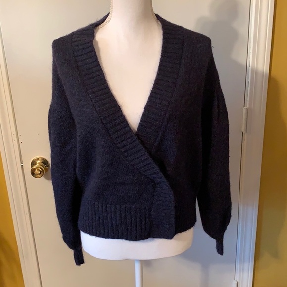 AG Amari Wool Mohair Blend Navy Cardigan Sweater XS - Picture 4 of 15
